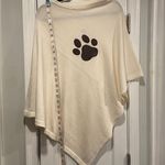 NWT Top It Off Cream Knit Pullover Poncho Shawl Brown Faux Leather Dog Cat Paw Size undefined Photo 6