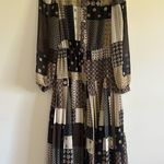 Banana Republic  Pleated Long Sleeve Midi Dress Patchwork Foulard Print Size XS Photo 1