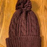 Maroon Knit Pom Pom Winter Hat Red Photo 0