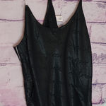 Victoria's Secret  BLACK SATIN SCRIPT PRINT RACERBACK SATIN TANK SLEEP LARGE Photo 0