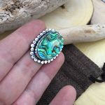 Abalone Sterling Silver Ring Size 7 Green Photo 2