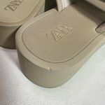 ZARA Chunky two Velcro Straps Sandals tan casual classic outdoorsy beach Photo 5