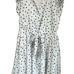 On 34th Polka Dot V Neck Flutter Sleeve Mini Dress Pockets Cottagecore Sz S White Photo 0