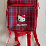 Rare Modern Vintage Sanrio Late 2000’s Hello Kitty Plaid Lightweight Backpack Blue Photo 0
