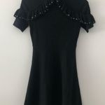 Kate Spade  Black Wool Ruffle Metal Stud Embellished Short Sleeve Sweater Dress Photo 4