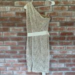 Tadashi Shoji One Shoulder Scalloped Embroidered Dress Women’s 4 Cream Elegant Photo 7
