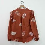 Fantastic Fawn  Poplin Blouse Cowboy Hat Print Ruffle Size Medium Photo 3