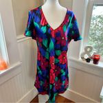Barbizon‎ Bright Mini Dress V Neck Lightweight Flutter Sleeves Fits Large Blue Photo 2