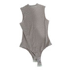 Lulus White and Brown Beige Striped Sleeveless Tank Bodysuit Women's Size Medium Photo 3