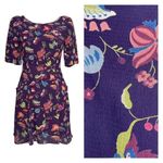 Anthro Leifsdottir Silk Floral Short Sleeve Mini Dress Multi Photo 1