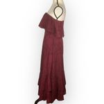 Lulus Love You So Truly Strapless Midi Dress Women's XS Burgundy Burnout Floral Red Photo 3