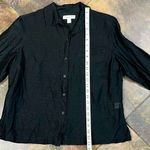Coldwater Creek  Black Linen 3/4 Sleeve Button Up Blouse Large Photo 3