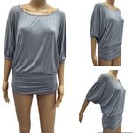 Shasa  Gray Ruched Dolman Batwing Tunic Top Womens Small Photo 1