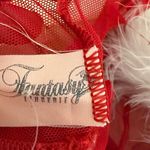 Sexy Mesh Marabou Lingerie Babydoll Red Photo 5