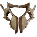 Paul Green  Lava T-strap Taupe Suede Ruffle Platform Heels Sandals Photo 11