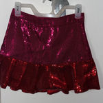 QUEEN OF SPARKLES Heartbreaker Sequin Flounce Skirt Red/Pink size XS Pink Photo 0