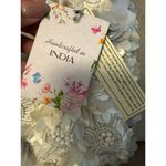 Viral Handcrafted in India White/Gray 3D Floral Beaded Crescent Bag Mini Bag NWT White Photo 3