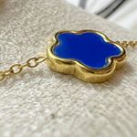 Gold Plated Blue Clover Necklace Flower Chain stainless steel womens jewelry Photo 5