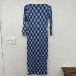 Smythe Womens Dress XS Argyle Polo Bodycon Midi Knit Blue Check Collar Photo 6