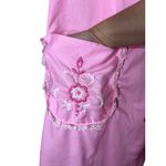 Millay House Dress Pink Vintage Floral Embroidered Button Front Cozy Loungewear Size L Photo 4