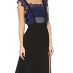 Self Portrait Self-Portrait Angelique Frilled Split Front Dress Women's 4 Black Navy Luxury Photo 2