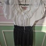 Black and white polka dot dress with ruffled collar Multiple Photo 0