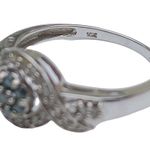 10K 10KT Round Diamond + Round Emerald White Gold Ring Sz 7 Photo 7