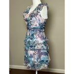 Connected Apparel Jessica Simpson Womens Sleeveless Tired Ruffle Party Dres Sz 8 Blue Pink Green Photo 5