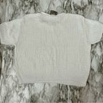 Women's White Cable Knit Sweater Vintage 90s Rayon Blend Cropped Short Sleeve Size L Photo 3