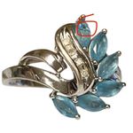 10k Size 7 Fancy Solid White Gold Blue Topaz Ring Photo 1