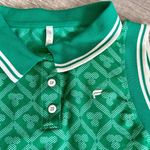 Fabletics Seamless Golf Polo Top Women L Sleeveless Green Fairway Jacquard Print Photo 4