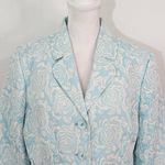 Liz Claiborne  Blue Floral Blazer Size 12 Blue Jacquard Blazer Photo 1