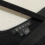 Theory  Black Ruffled Bodycon Mini Dress S Zip Front Jersey Knit Stretch LBD Photo 3