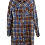 Urban Outfitters BDG  Top Women Small Blue Brown Plaid Rancher Cowgirl Farmhouse Photo 0