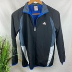 Adidas Women’s Black Blue White Zip Up Sport Athletic Jacket L Photo 0