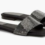 Good American New in box with bag  Crystal Crush black slide 8 8.5 flat Photo 0