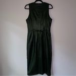 Ralph Lauren  Size 8 Genuine Leather Dress Black Midi Sheath Button Pockets Photo 6