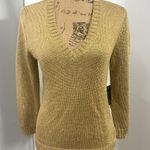 Ralph Lauren Lauren  Gold Knit V Neck Sweater Photo 6