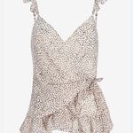 EXPRESS  Ruffle Wrap Cami Blouse Polka Dot M Photo 3