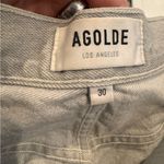 AGOLDE  Pieced '90s High-Rise Leather & Denim Straight-Leg Jeans 30 Photo 5