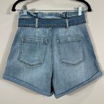 Chelsea and Violet Cuffed Hem Tie Waist Bow Pleated Denim Jean Shorts Women 27 Photo 1