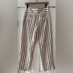 Anthropologie ‎ Beige and White Striped Linen Blend Pants Size 4 EUC Photo 4
