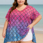 Colorful Mermaid Print Coverup. Fits Sizes XL Photo 0