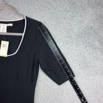 Max Studio  Knit Dress Women Medium Square Neck 3/4 Sleeve A Line White Trim Photo 6