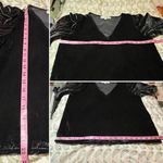 Loft  V-Neck Puff Sleeve Velvet Top Charcoal Gray S Photo 10