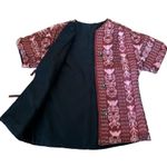 OOAK Quilted Patterened top jacket Short sleeves button front round neck medium Photo 10