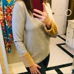 Catherine Malandrino Soft Faux Suede Leather Faux Fur Cuff Long Sleeve Top Grey Photo 2