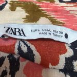 ZARA  Red Multicolor Floral Short Sleeve Tie Waist Tiered Maxi Shirt Dress Size L Photo 3