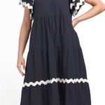 White closet elements cotton navy dress white trim large Photo 11