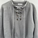 LIONESS Urban Outfitters  Gray Chunky Lace Up Knit Long Sleeve Sweater‎ Sz S Photo 3
